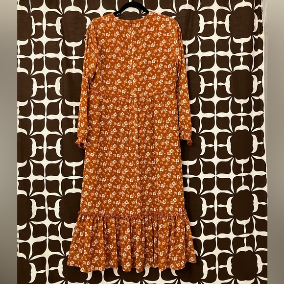 NWOT J. Crew Orange Floral Midi Dress - Picture 6 of 6